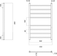 Полотенцесушитель водяной Domoterm Медея П8 50x80 хром