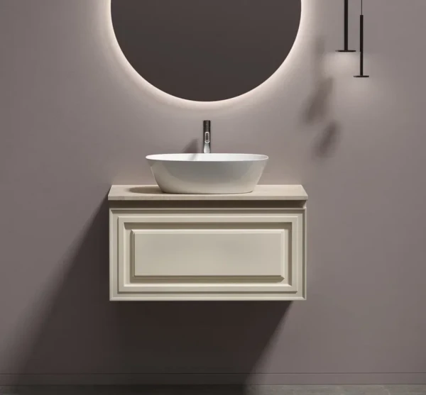 Тумба с раковиной Sancos Very 80 см, beige soft, столешница бежевая, раковина CN5005