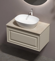 Тумба с раковиной Sancos Very 80 см, beige soft, столешница бежевая, раковина CN5005