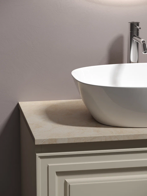 Тумба с раковиной Sancos Very 80 см, beige soft, столешница бежевая, раковина CN5005