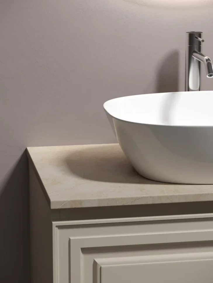 Тумба с раковиной Sancos Very 80 см, beige soft, столешница бежевая, раковина CN5005