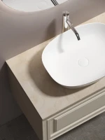 Тумба с раковиной Sancos Very 80 см, beige soft, столешница бежевая, раковина CN5005