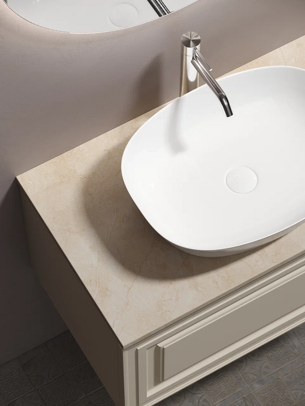 Тумба с раковиной Sancos Very 80 см, beige soft, столешница бежевая, раковина CN5005