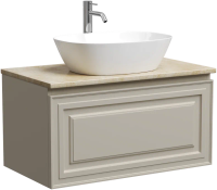 Тумба с раковиной Sancos Very 80 см, beige soft, столешница бежевая, раковина CN5005