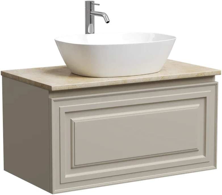 Тумба с раковиной Sancos Very 80 см, beige soft, столешница бежевая, раковина CN5005