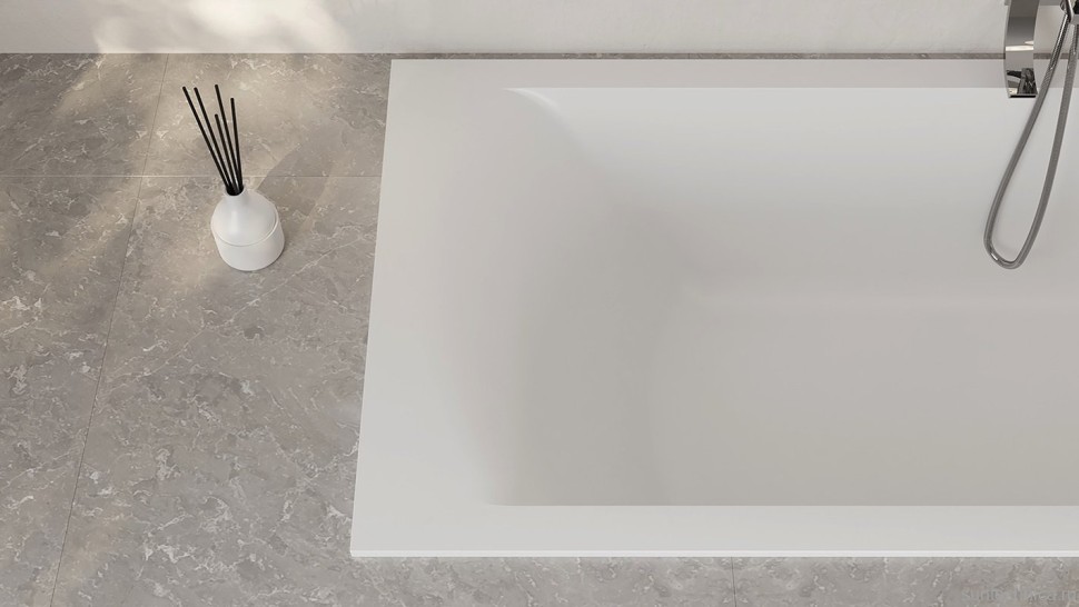 Ванна из искусственного камня Salini Cascata Kit S-Stone 170x75 см, встраиваемая, матовая белая, на ножках, со сливом-переливом, с донным клапаном
