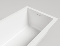 Ванна из искусственного камня Salini Cascata Kit S-Stone 170x75 см, встраиваемая, матовая белая, на ножках, со сливом-переливом, с донным клапаном