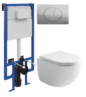 Комплект Унитаз подвесной Ceramicanova UP Rimless CN4007 белый + Инсталляция STWORKI + Кнопка 230823 хром матовый