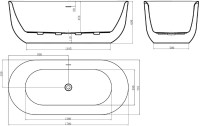 Акриловая ванна BelBagno BB706-1700-770 170x75 см, отдельностоящая, белая, овальная, со сливом-переливом, с донным клапаном