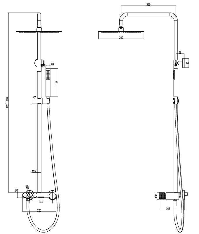Душевая стойка Boheme Stick diamond 128-CB copper brushed