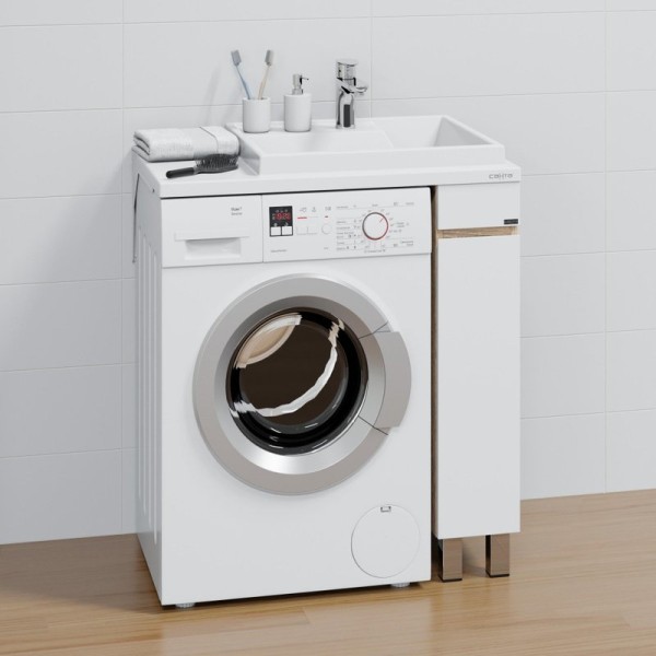 Тумба с раковиной СаНта Марс 19 R под стиральную машину, напольная, янтарная