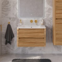 Тумба с раковиной Cezares Relax 80 подвесная, 2 ящика, дуб карамельный