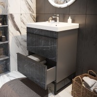 Тумба с раковиной Mixline Окленд 60 графит мрамор