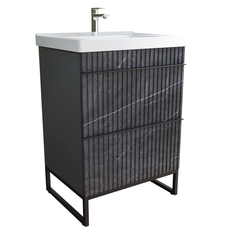 Тумба с раковиной Mixline Окленд 60 графит мрамор