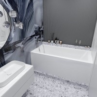 Акриловая ванна Lavinia Boho Element 170x80 см, встраиваемая, белая, с каркасом, с экраном, с подголовником