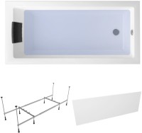 Акриловая ванна Lavinia Boho Element 170x80 см, встраиваемая, белая, с каркасом, с экраном, с подголовником