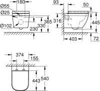 Комплект Унитаз подвесной Grohe Euro Ceramic 39703000 безободковый + Инсталляция TECE Now 9400412 4 в 1 с кнопкой смыва