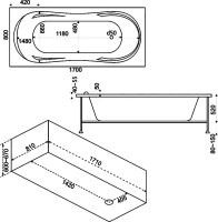Акриловая ванна Bas Ахин 170x80 см, пристенная, белая + ремкомплект Good Door