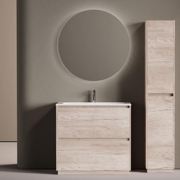 Мебель для ванной комнаты Sancos Libra Floor 90 напольный, дуб галифакс натуральный, раковина СN7019