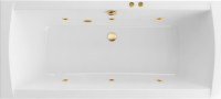 Акриловая ванна Excellent Aquaria Lux Slim Soft 180x80 см, встраиваемая, с гидромассажем, белая, с каркасом, со сливом-переливом, фурнитура золото