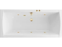 Акриловая ванна Excellent Aquaria Lux Slim Soft 180x80 см, встраиваемая, с гидромассажем, белая, с каркасом, со сливом-переливом, фурнитура золото