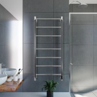 Полотенцесушитель электрический Grota Costa 530х1200 NP EL 120x55 см, подключение справа, слева, скрытое подключение справа, глянцевый хром, лесенка