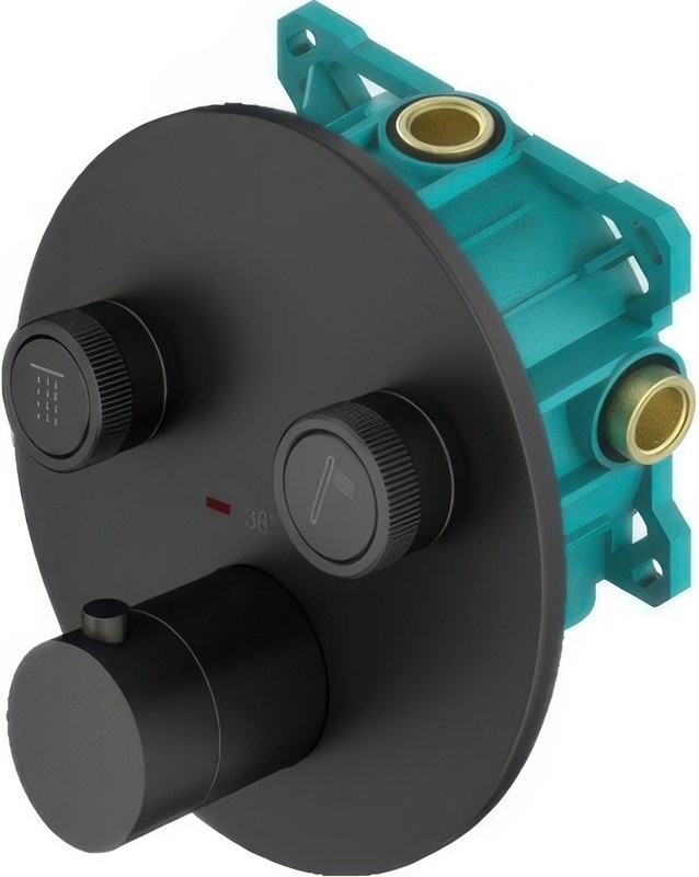 Термостатический смеситель встраиваемый Plumberia Selection PSBOX KITPSB1902NO С ВНУТРЕННЕЙ ЧАСТЬЮ, матовый черный