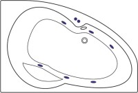 Акриловая ванна Excellent Newa Soft R 160x95 см, угловая, правая, встраиваемая, с гидромассажем, белая, асимметричная, с каркасом, с сиденьем, со сливом-переливом, фурнитура бронза