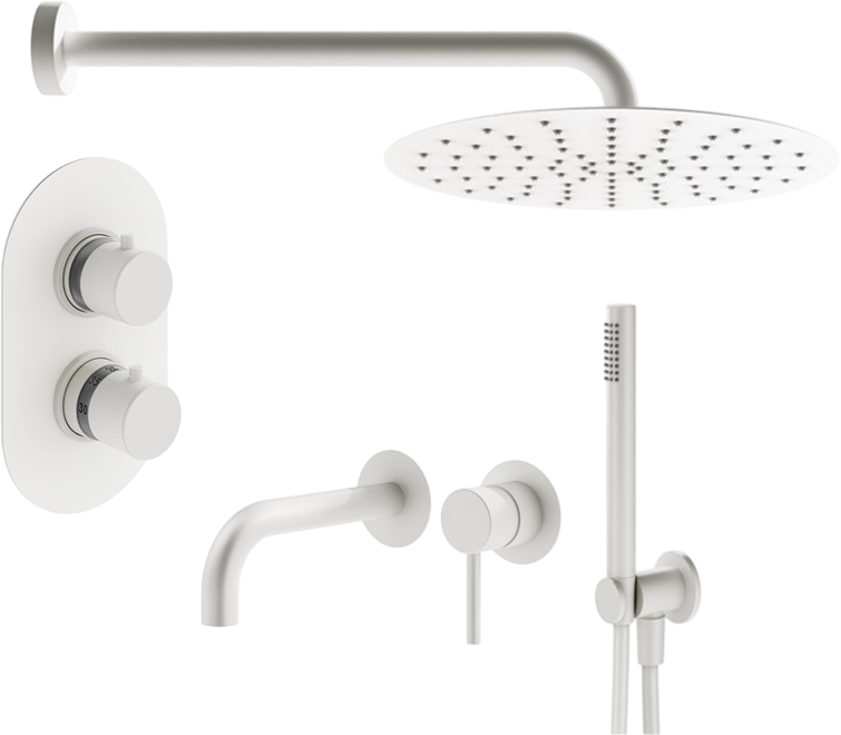 Комплект для ванной Plumberia Selection Ixo KITXOT18BO210 С ВНУТРЕННЕЙ ЧАСТЬЮ, белый матовый