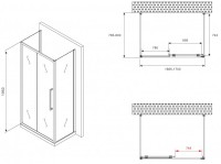 Душевой уголок Abber Schwarzer Diamant AG30170H-S80-S80 170x80, профиль хром, стекло прозрачное
