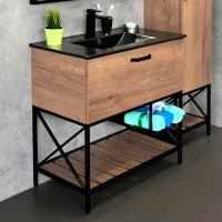 Тумба с раковиной Comforty Бредфорд 90 дуб темный