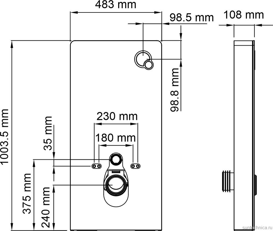 Система инсталляции для унитазов Wasserkraft Naab 86 с пневмокнопкой, белая
