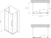 Душевой уголок Abber Schwarzer Diamant AG30100BH-S100B-S100B 100x100, профиль черный,  стекло прозрачное
