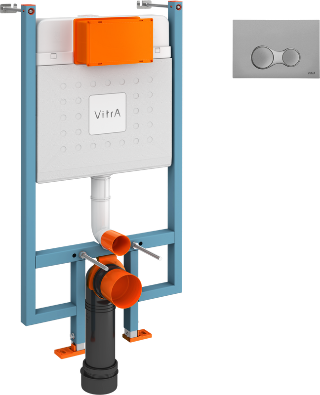 Система инсталляции для унитазов VitrA V-Fix Core 738-5800-01 с кнопкой смыва Sirius 740-0486 матовый хром