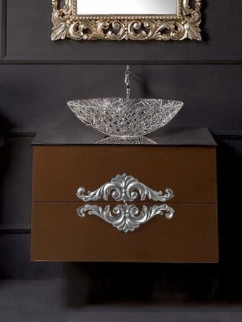 Тумба с раковиной Armadi Art NeoArt 80 шоколад, с ручками NeoArt серебро
