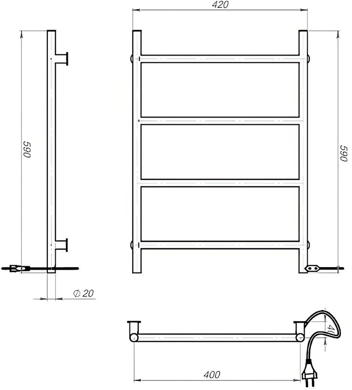 Полотенцесушитель электрический EWRIKA Гера 40x60, черный