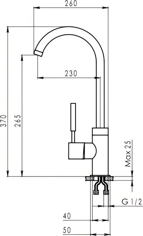 Смеситель для кухни Granula 2125, шварц