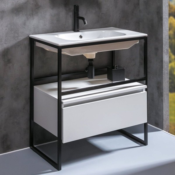 Тумба с раковиной Armadi Art Loft 80 белая, напольная