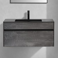 Тумба с раковиной Vincea Chiara 100, камень, с черной раковиной