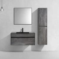 Тумба с раковиной Vincea Chiara 100, камень, с черной раковиной