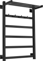 Полотенцесушитель электрический Secado Корсико 1 КСП 80x55 см, подключение справа, матовый черный, лесенка, с полкой