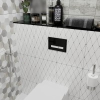 Система инсталляции для унитазов Lavinia Boho RelFix 77010048 5 в 1 с кнопкой смыва и дозатором, глянцевый черный, белый