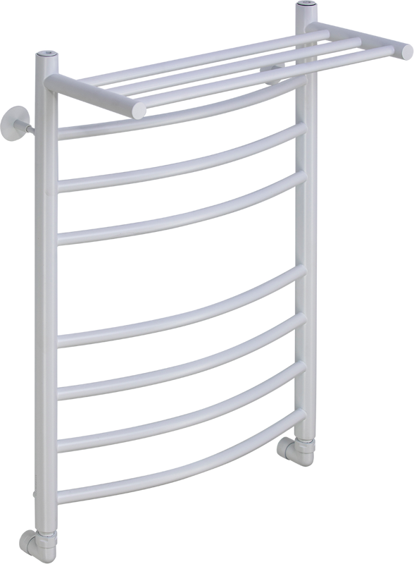Полотенцесушитель водяной Comfysan Noumi W-8 80х50 80x55 см, матовый белый, лесенка, с полкой