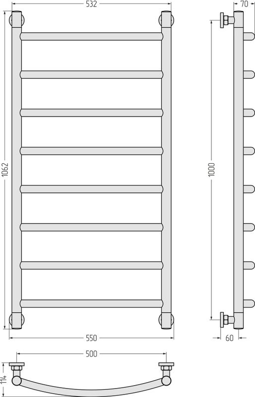 Полотенцесушитель водяной Сунержа Галант + 100x50, сатин