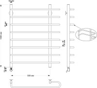 Полотенцесушитель электрический Secado Венеция 2 105x60 см, подключение слева, бронза, лесенка, латунь