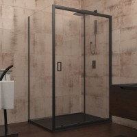 Душевой уголок Veconi Rovigo RV-040B 110х100 см, профиль матовый черный, стекло прозрачное