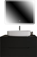 Мебель для ванной комнаты Orange Line 100 подвесная, 2 ящика, матовая черная с раковиной B07-675W