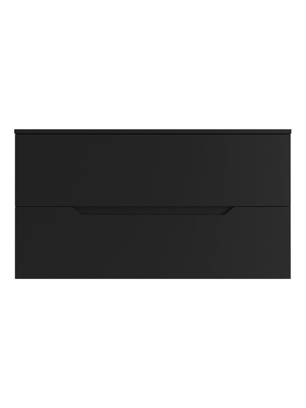 Мебель для ванной комнаты Orange Line 100 подвесная, 2 ящика, матовая черная с раковиной B07-675W