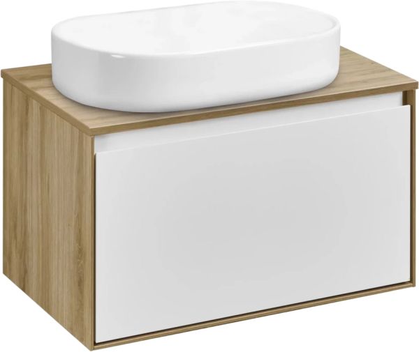 Тумба с раковиной AQUATON Либерти 70 со столешницей дуб эльвезия, раковина Лола 60
