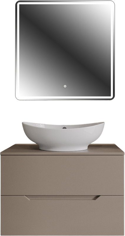Мебель для ванной комнаты Orange Line 80 подвесная, 2 ящика, матовый латте с раковиной B08-585w